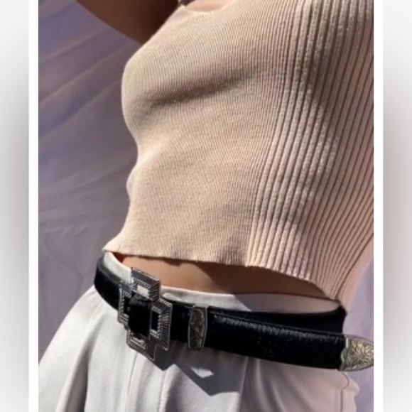 LUV AJ SILVER CROSS BELT PONY HAIR ANINE BING FOR LOVE LEMONS STONE COLD FOX - Picture 9 of 9